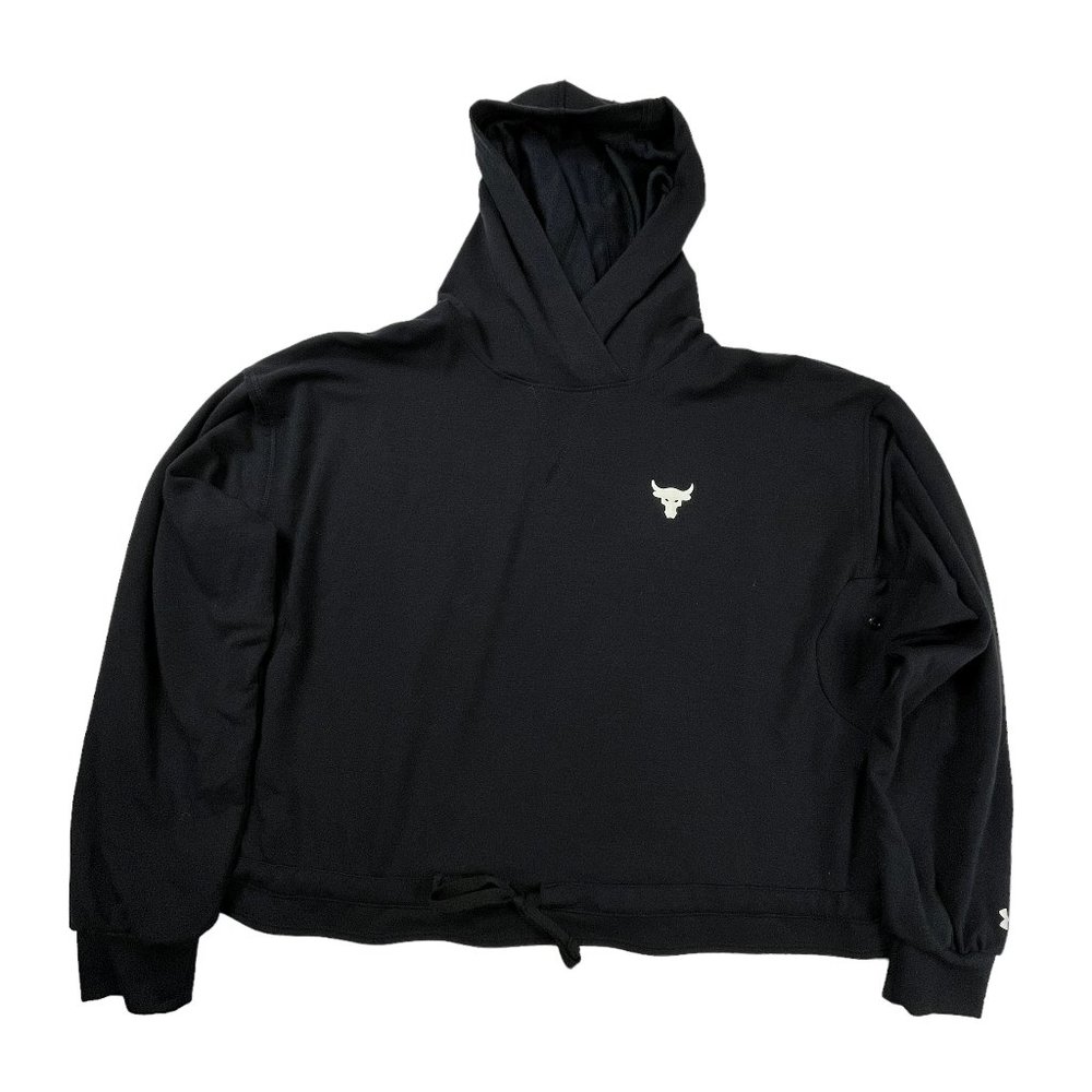 Under Armour Project Rock Pullover Terry Hoodie Midnight Black Womens S 1361059